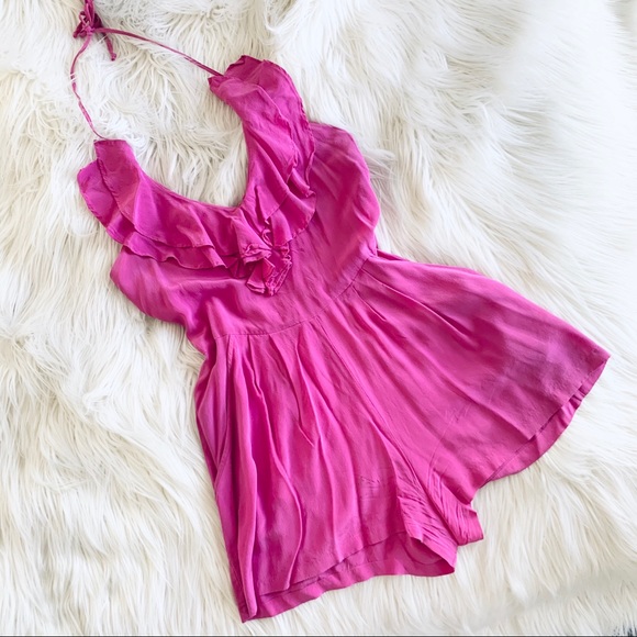 Yumi Kim Pants - Yumi Kim Hot Pink Silk Ruffle Romper